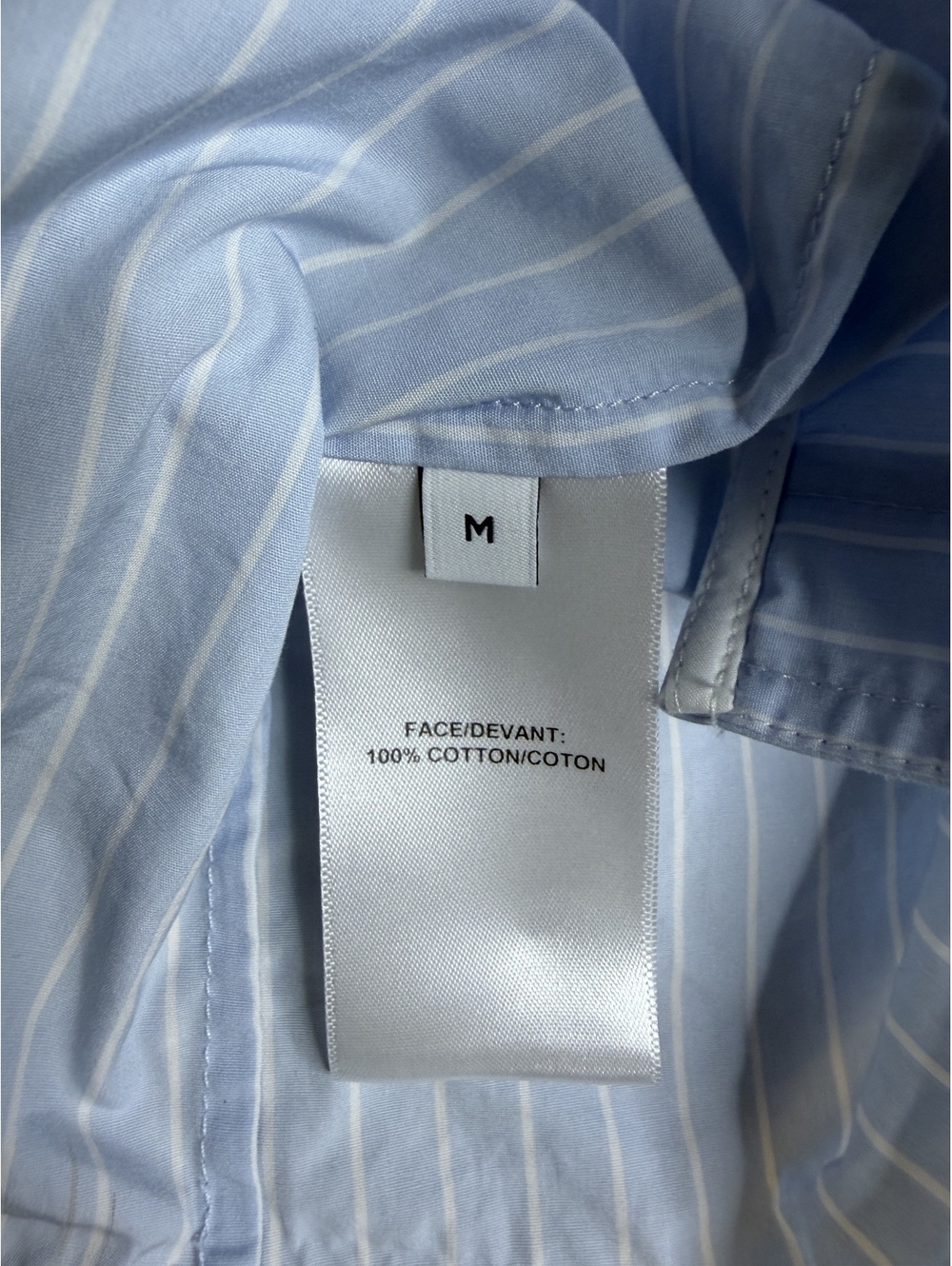 Lafayette 148 New York Oversized Light Blue & White Striped Button-Down Shirt - Picture 8 of 9